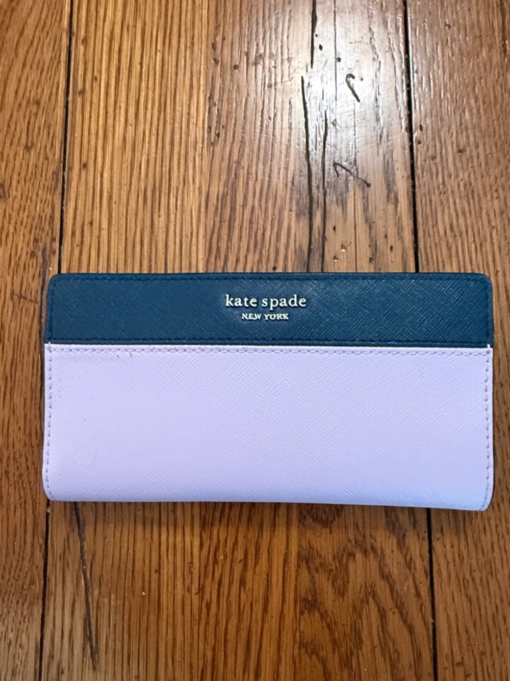 kate spade Two-Tone navy blue & Lavender Saffiano Wallet